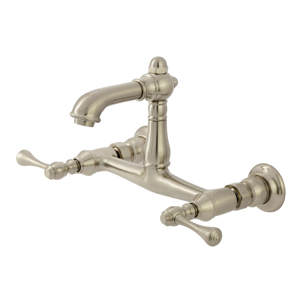 English Country Wall-Mount Bathroom Faucet in Brushed Nickel