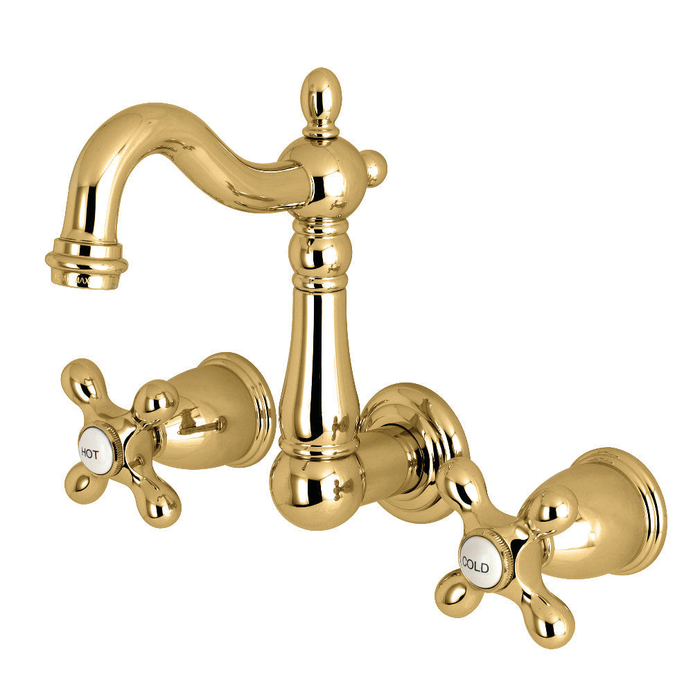 Heritage Wall-Mount Bathroom Faucet in Polished Brass