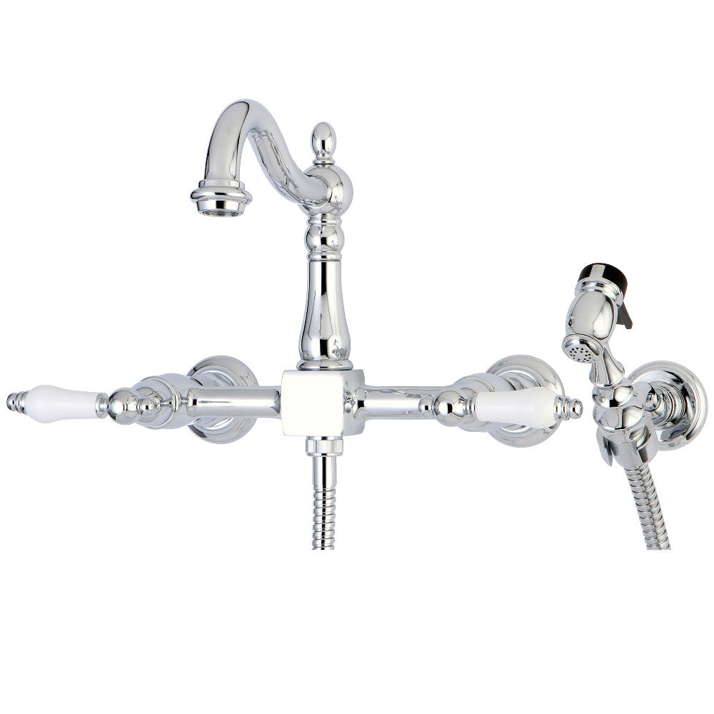 Heritage Wall Mount Kitchen Faucet in Polished Chrome
