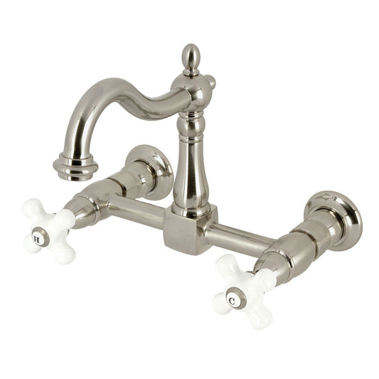 Heritage Wall Mount Kitchen Faucet in Brushed Nickel