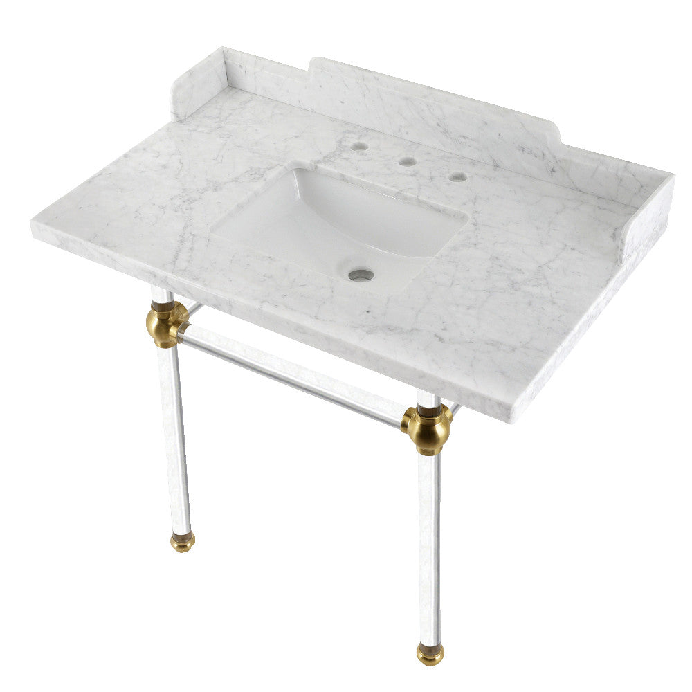 Pemberton 36 Inch Console Sink in Carrara Marble