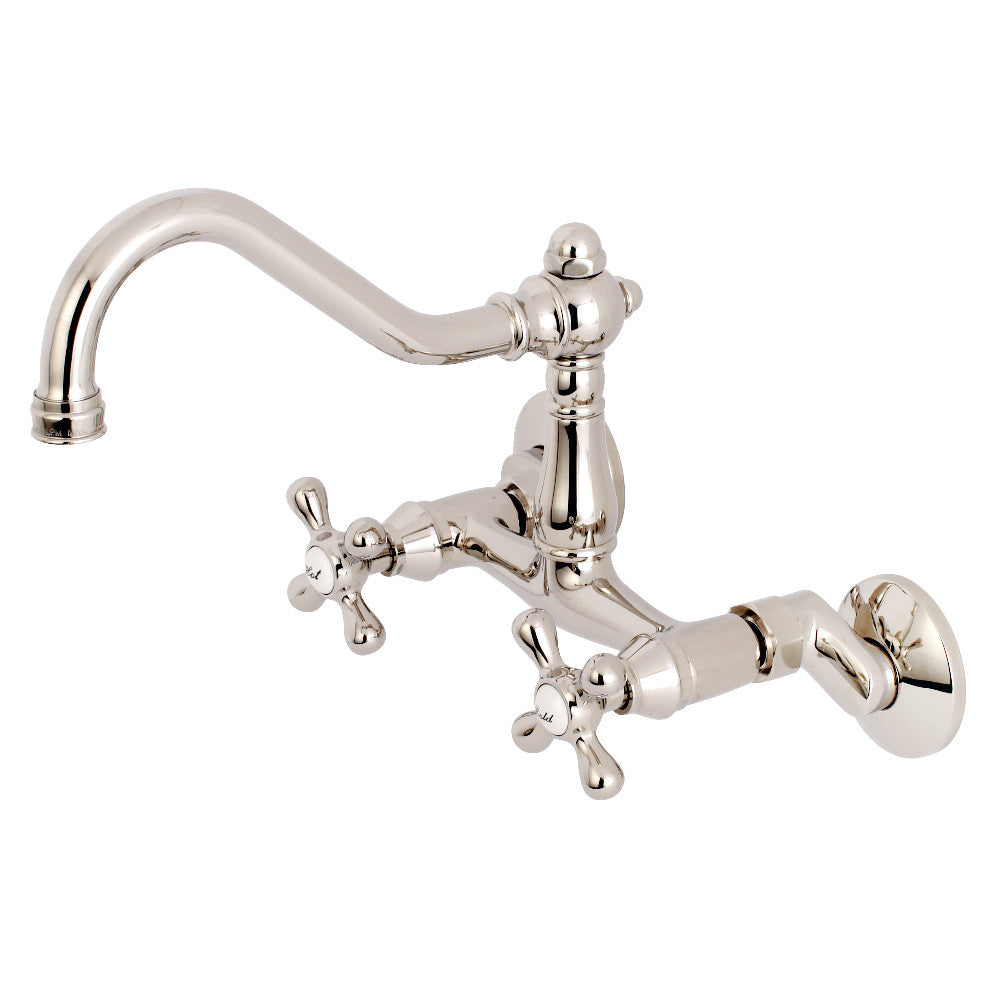 Vintage Wall Mount Kitchen Faucet in Polished Nickel