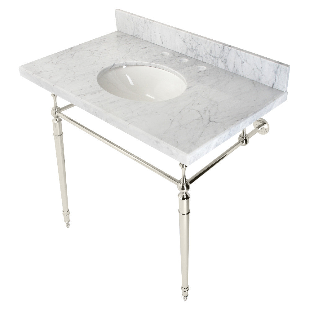 Edwardian 36 Inch Console Sink in Carrara Marble