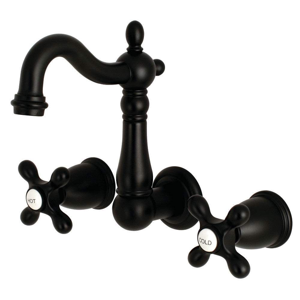 Heritage Wall-Mount Bathroom Faucet in Matte Black