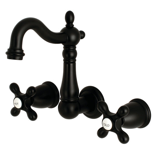 Heritage Wall-Mount Bathroom Faucet in Matte Black