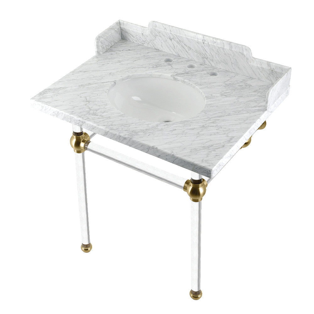 Pemberton 30 Inch Console Sink in Carrara Marble