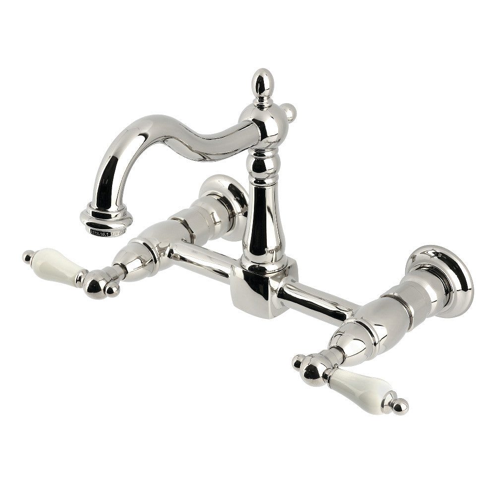 Heritage Wall Mount Kitchen Faucet in Polished Nickel