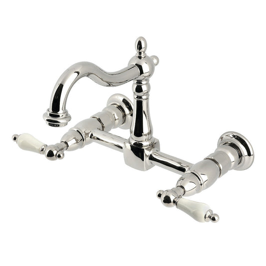 Heritage Wall Mount Kitchen Faucet in Polished Nickel