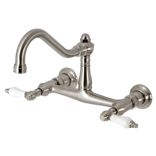 Vintage Wall-Mount Bathroom Faucet in Brushed Nickel