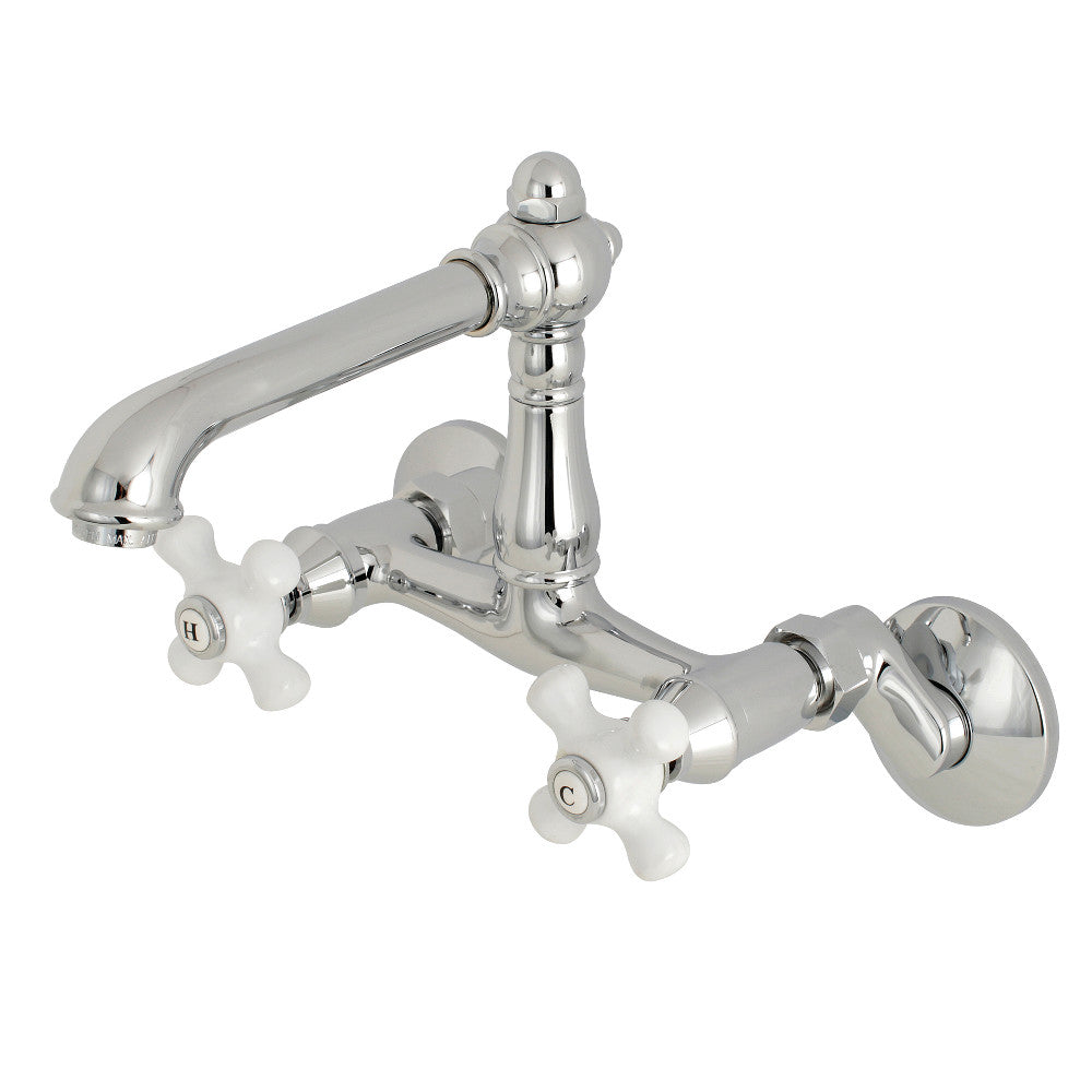 English Country Wall Mount Kitchen Faucet in Polished Chrome