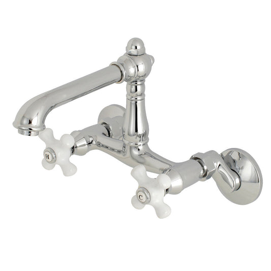 English Country Wall Mount Kitchen Faucet in Polished Chrome