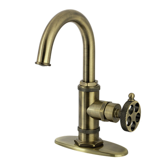 Webb Single-Hole Bathroom Faucet in Antique Brass