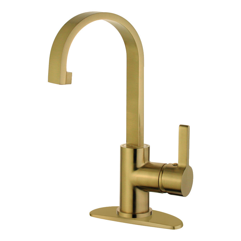 Continental Single-Hole Bathroom Faucet in Brushed Brass