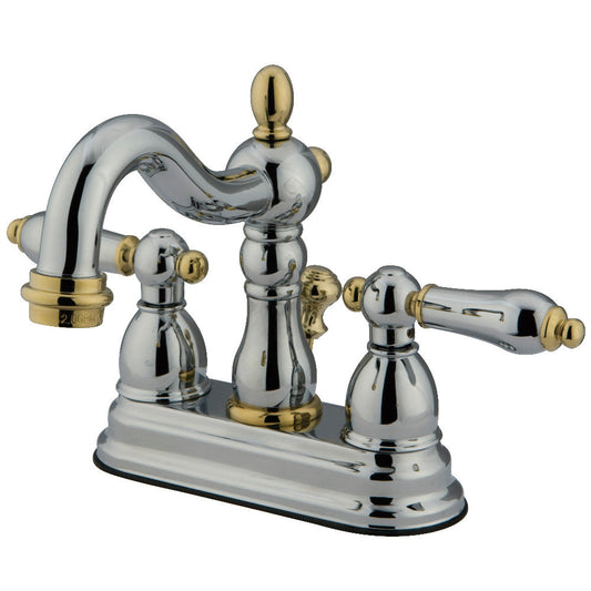 Heritage 4 Inch Centerset Bathroom Faucet in Polished Chrome/Polished Brass