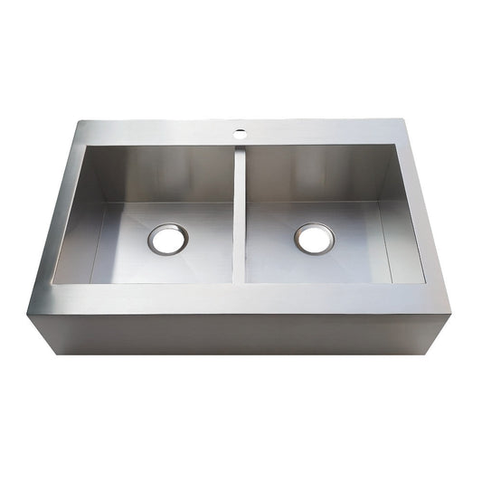 Edinburg 32.75 Inch Farmhouse Kitchen Sink in Brushed Stainless
