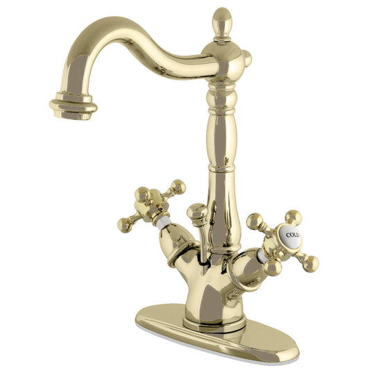 Vintage 4 Inch Centerset Bathroom Faucet in Polished Brass