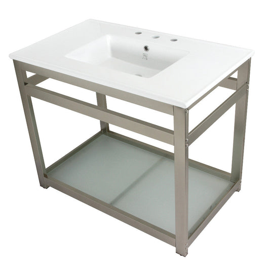 Quadras 37.38 Inch Console Sink in White