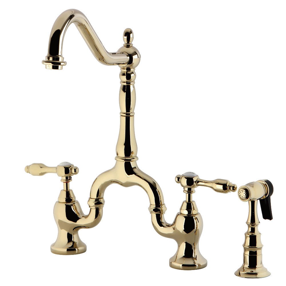 Tudor Bridge Kitchen Faucet in Polished Brass