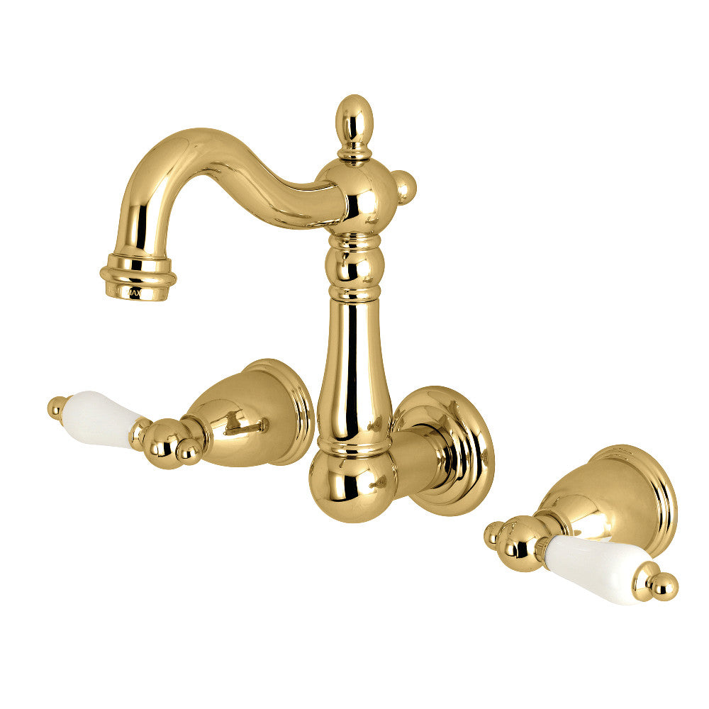 Heritage Wall-Mount Bathroom Faucet in Polished Brass