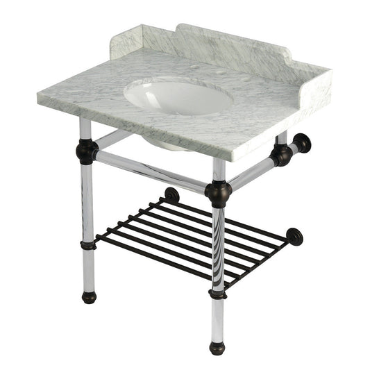 Pemberton 30 Inch Console Sink in Carrara Marble
