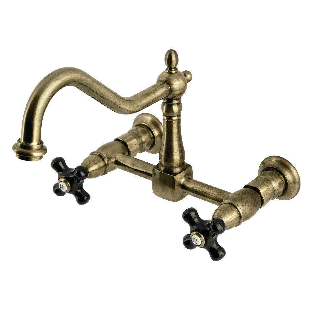 Duchess Wall Mount Kitchen Faucet in Antique Brass