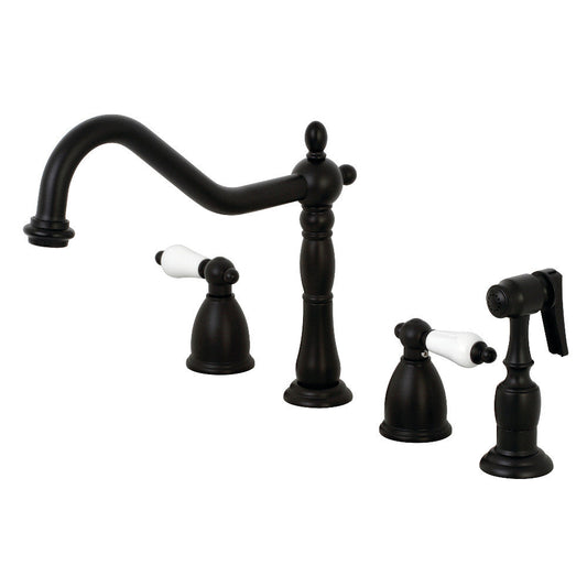 Heritage Widespread Kitchen Faucet in Matte Black