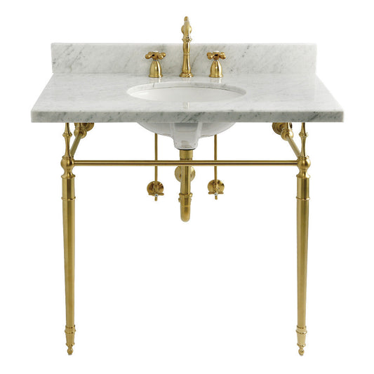 Edwardian 36 Inch Console Sink in Carrara Marble