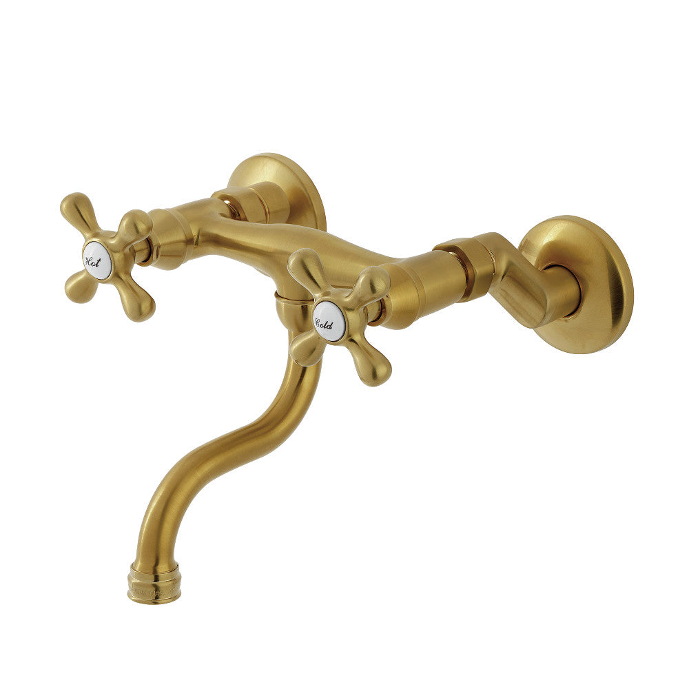 Kingston Wall-Mount Bathroom Faucet in Brushed Brass