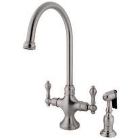 Vintage Two Handle Single-Hole Kitchen Faucet in Brushed Nickel