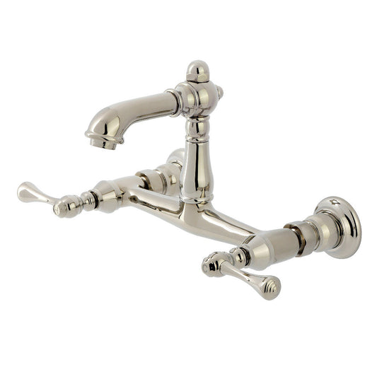 English Country Wall-Mount Bathroom Faucet in Polished Nickel