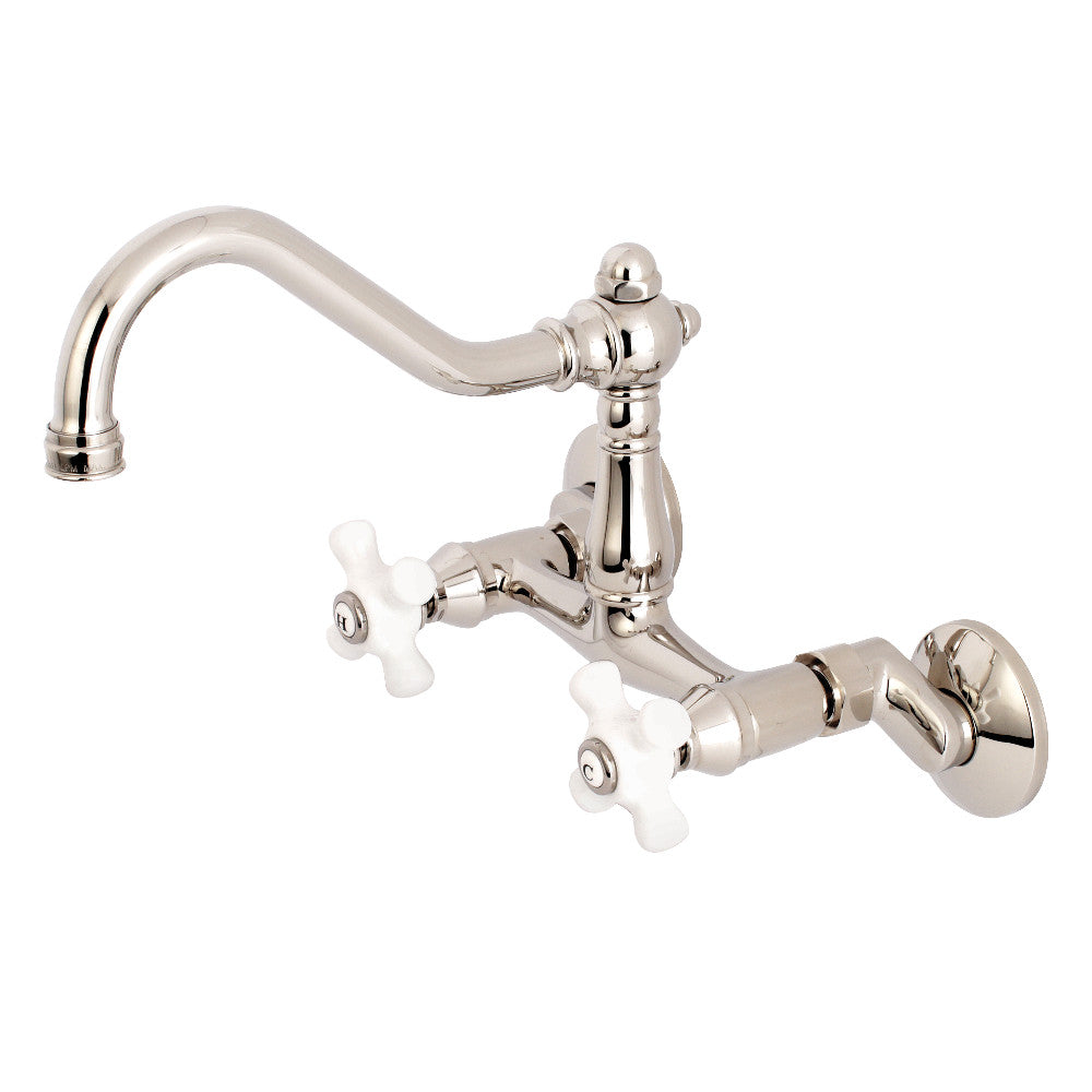 Vintage Wall Mount Kitchen Faucet in Polished Nickel