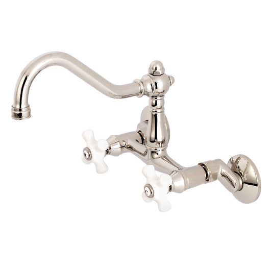 Vintage Wall Mount Kitchen Faucet in Polished Nickel