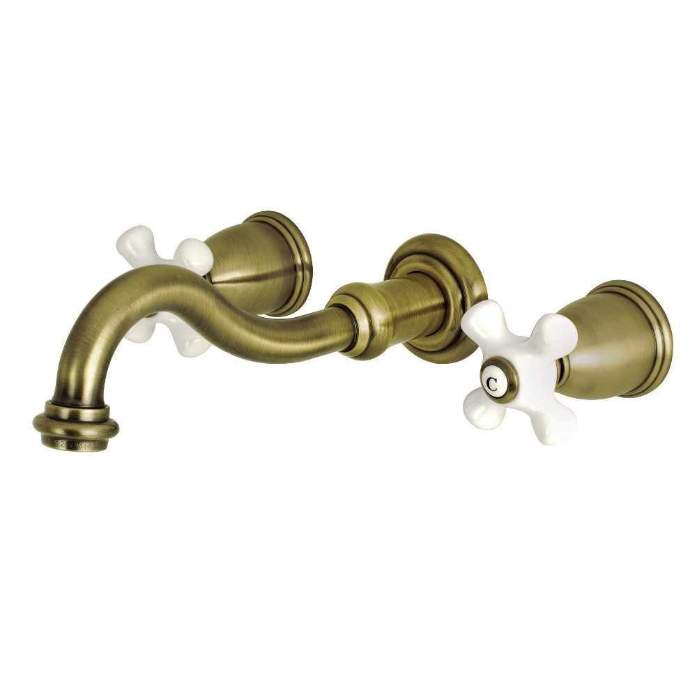 Vintage Wall-Mount Bathroom Faucet in Antique Brass