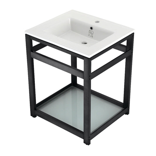 Quadras 25.19 Inch Console Sink in White