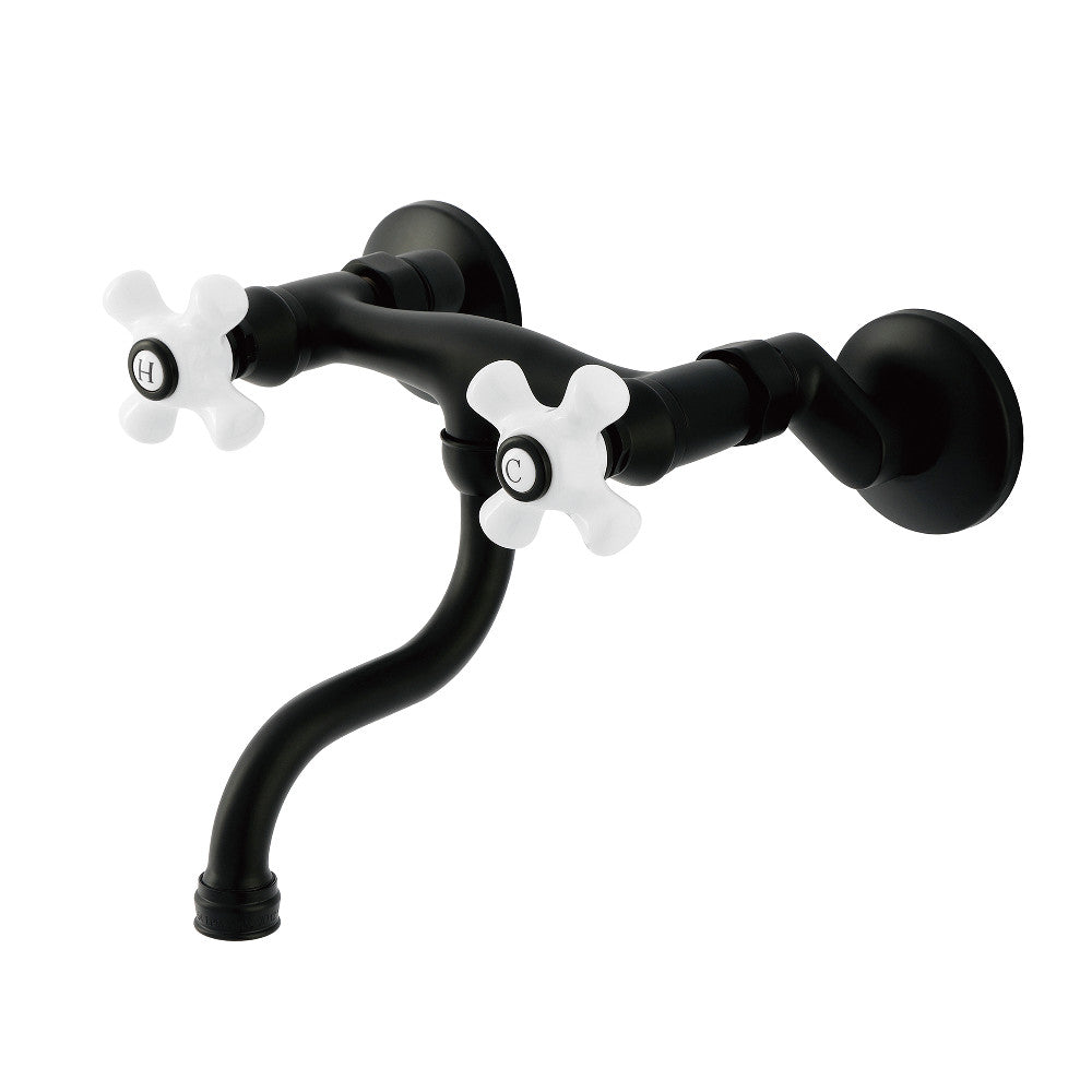 Kingston Wall-Mount Bathroom Faucet in Matte Black