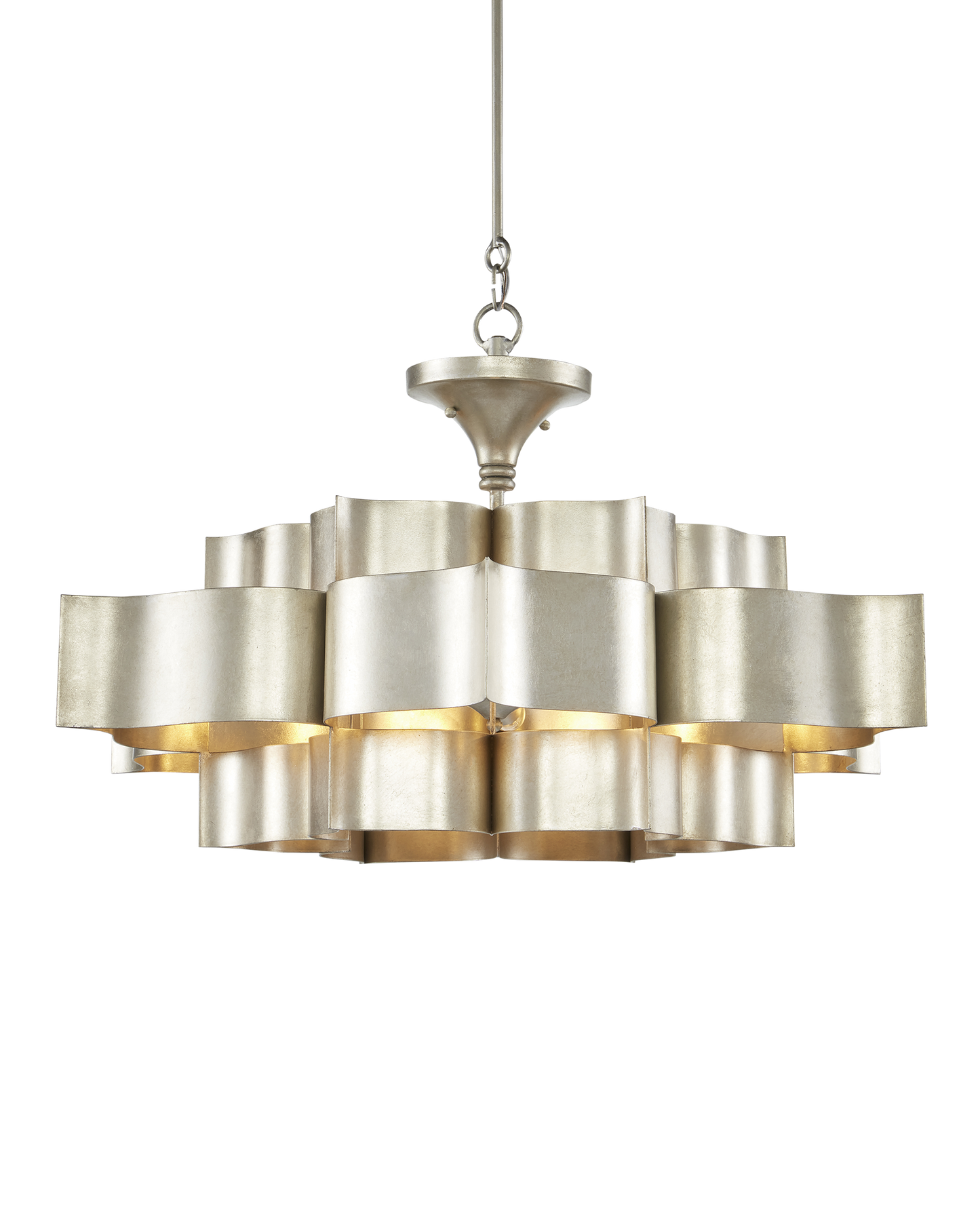 Grand Lotus Large Silver Chandelier