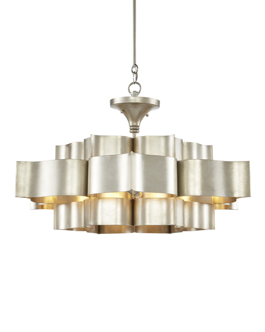 Grand Lotus Large Silver Chandelier