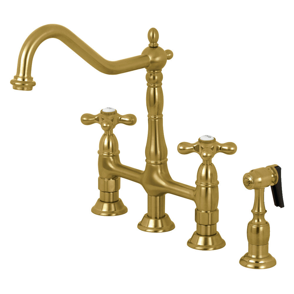 Heritage Bridge Kitchen Faucet in Brushed Brass