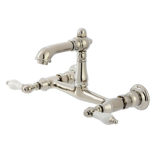 English Country Wall-Mount Bathroom Faucet in Polished Nickel
