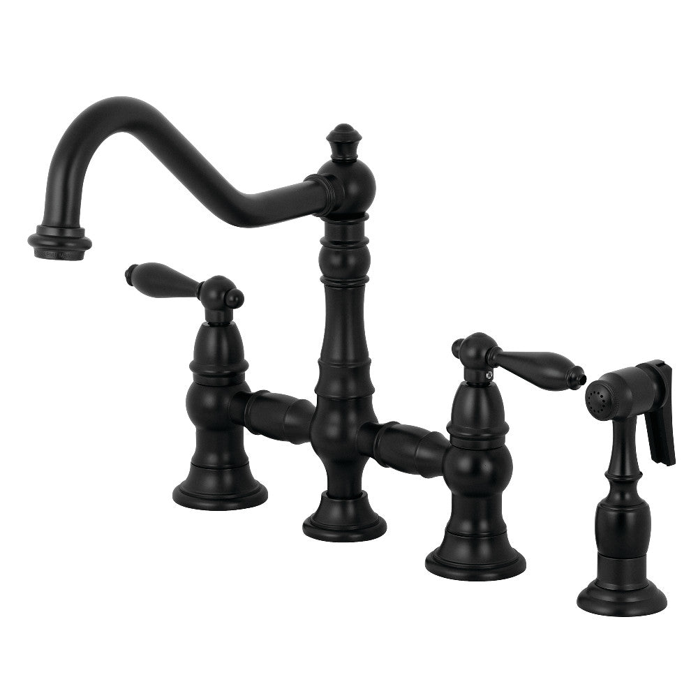 Restoration Bridge Kitchen Faucet in Matte Black