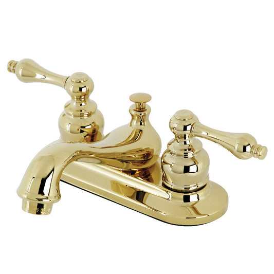 Restoration 4 Inch Centerset Bathroom Faucet in Polished Brass