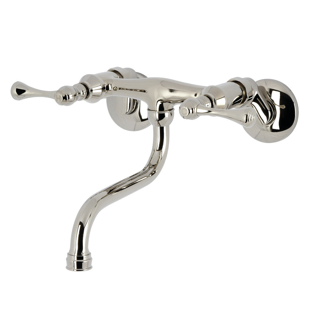 Kingston Wall-Mount Bathroom Faucet in Polished Nickel