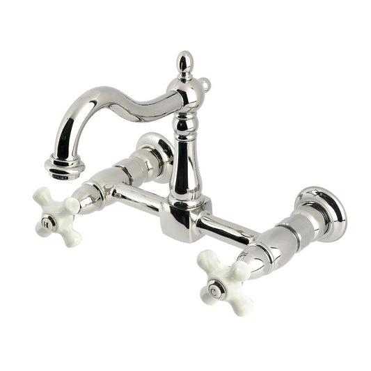 Heritage Wall Mount Kitchen Faucet in Polished Nickel