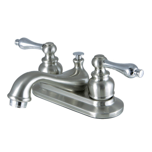 Restoration 4 Inch Centerset Bathroom Faucet in Brushed Nickel/Polished Chrome