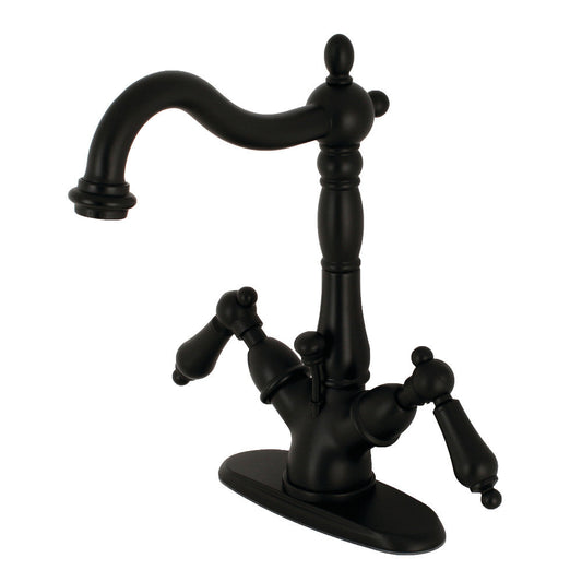 Heritage 4 Inch Centerset Bathroom Faucet in Matte Black