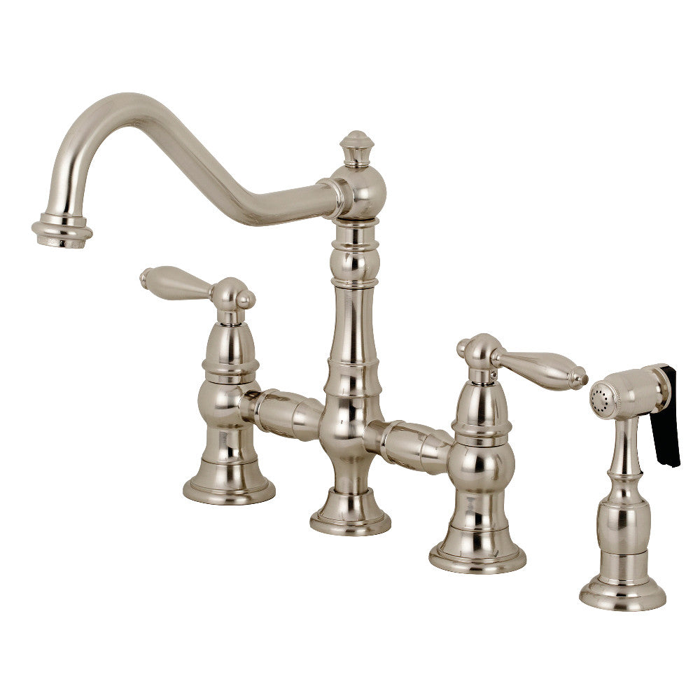 Restoration Bridge Kitchen Faucet in Brushed Nickel