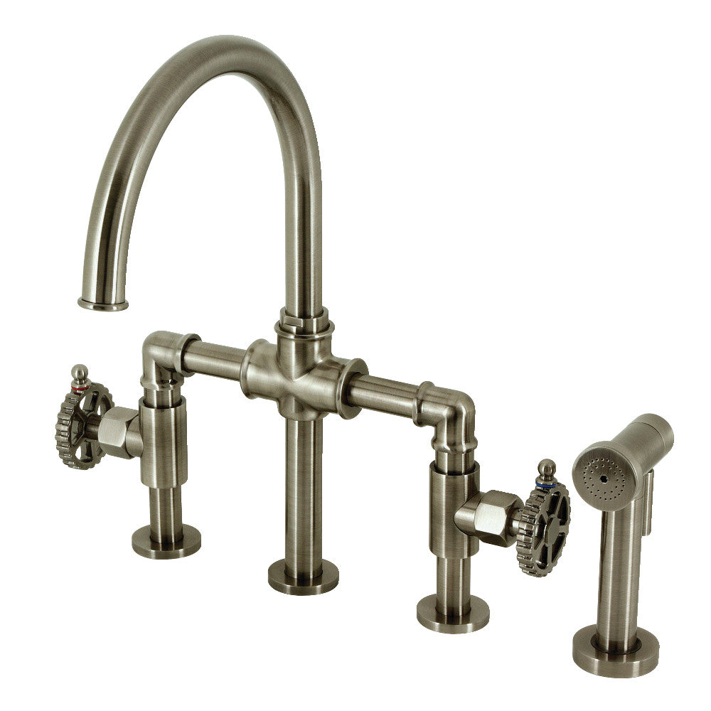 Fuller Bridge Kitchen Faucet in Black Stainless