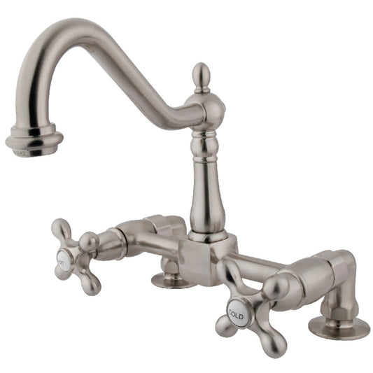 Heritage Bridge Kitchen Faucet in Brushed Nickel
