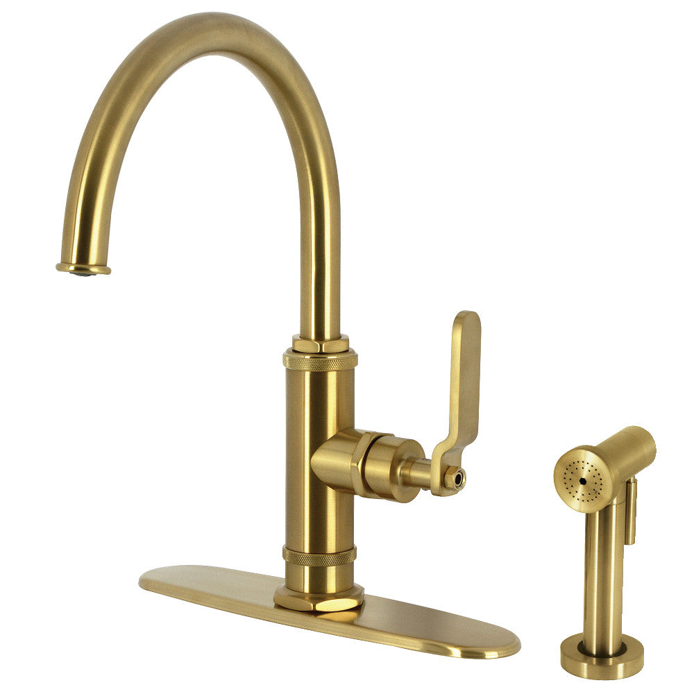 Whitaker One Handle Kitchen Faucet in Brushed Brass