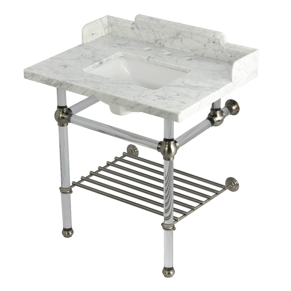 Pemberton 30 Inch Console Sink in Carrara Marble